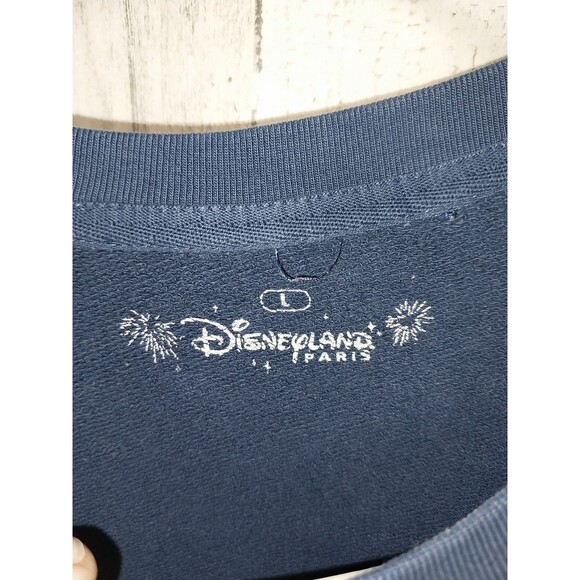 Disneyland Paris Sweater Womens Large Blue Flower Logo Pullover - Picture 3 of 6